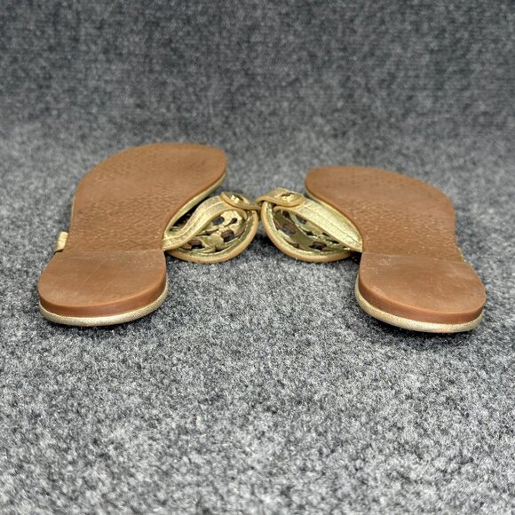 Tory Burch Miller Sandals Women's Size 8 Gold Leather Summer Thong Flip Flops - Picture 8 of 10